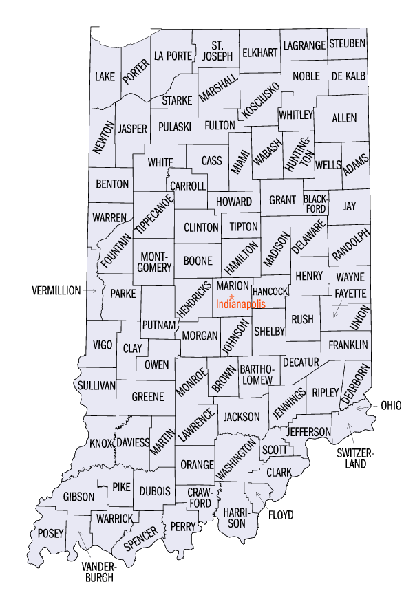 Indiana Travel - County Map