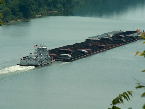 Warrick County Indiana - Tugboat & Barge on the Ohio River