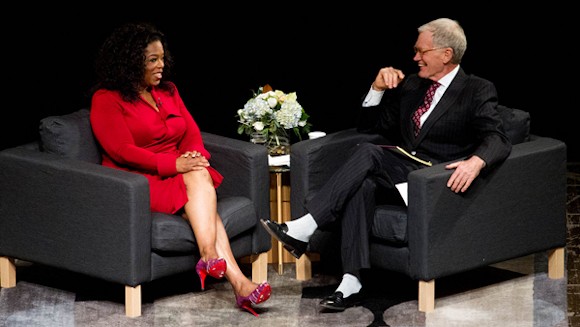 Delaware County Indiana - Oprah Winfrey interviews David Letterman at his Alma Mater, Ball State University