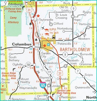 Bartholomew County Indiana - Map